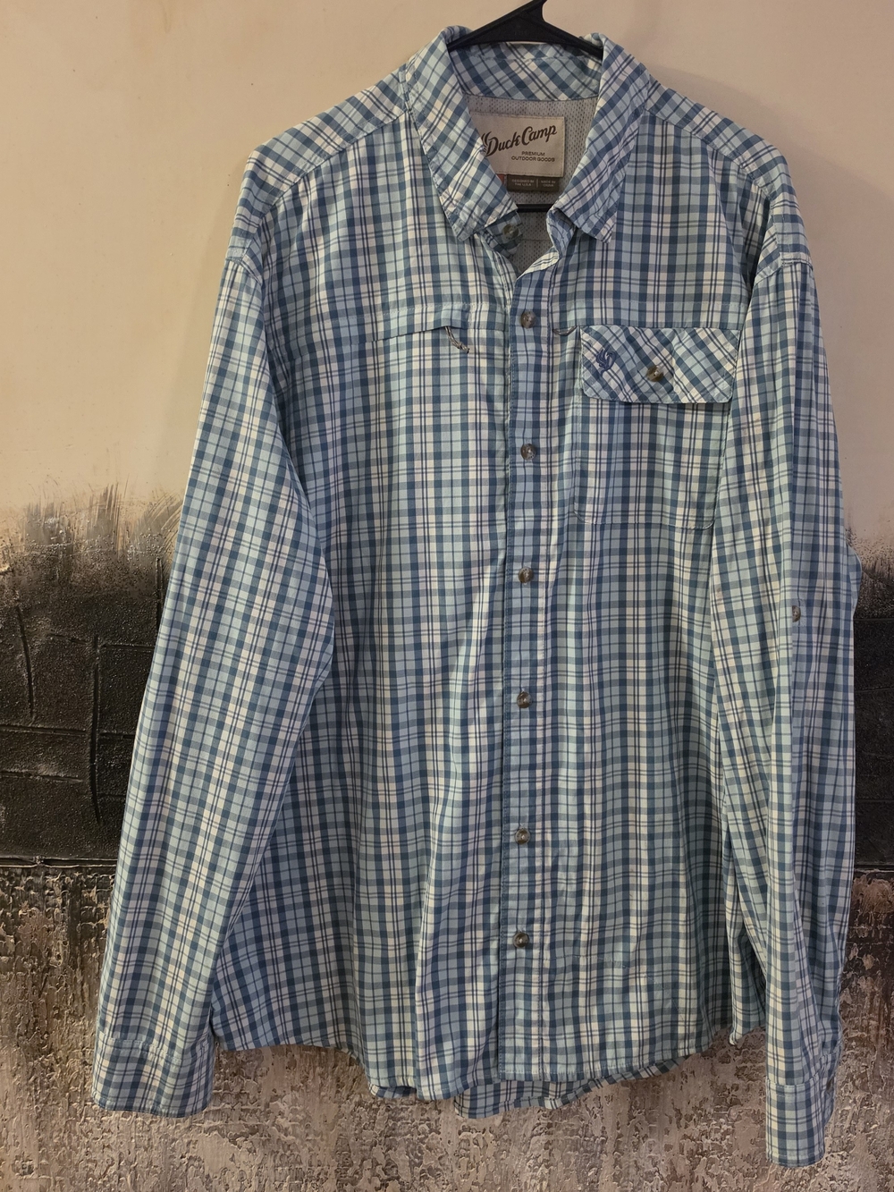 NWOT Duck Camp Men's Blue Plaid Button-Down Shirt XXL